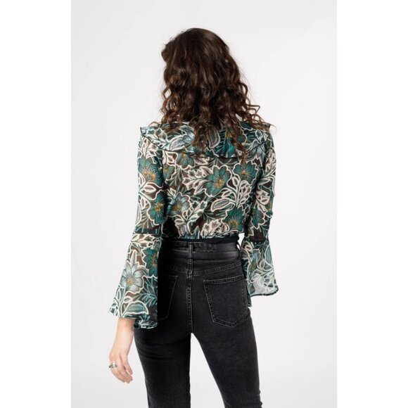 Band of the Free NWT Bonnie Emerald Floral Long Sleeve Bodysuit Sz Medium Womens - Picture 2 of 10